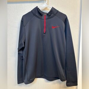 Nike Men's Dark Gray Performance Jacket with Red Swoosh